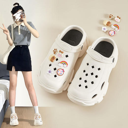 优选丨ZHR则则可爱彩虹熊洞洞鞋女新款ins舒适厚底两穿卡通凉鞋 商品图1
