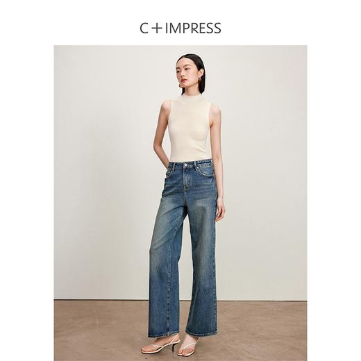 西嘉C+IMPRESS/西嘉醋酸半高领修身时髦T恤女士夏天外穿上衣T2402030 商品图2