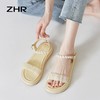 ZHR凉鞋女2024新款夏时尚百搭一字带珍珠凉鞋气质厚底沙滩鞋 商品缩略图6