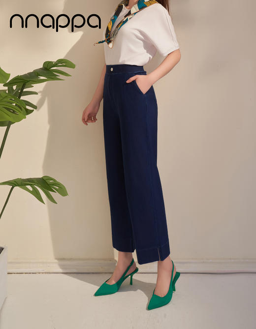 超细滑九分开叉小阔腿牛仔裤PA29284 商品图3