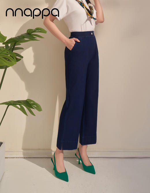 超细滑九分开叉小阔腿牛仔裤PA29284 商品图2