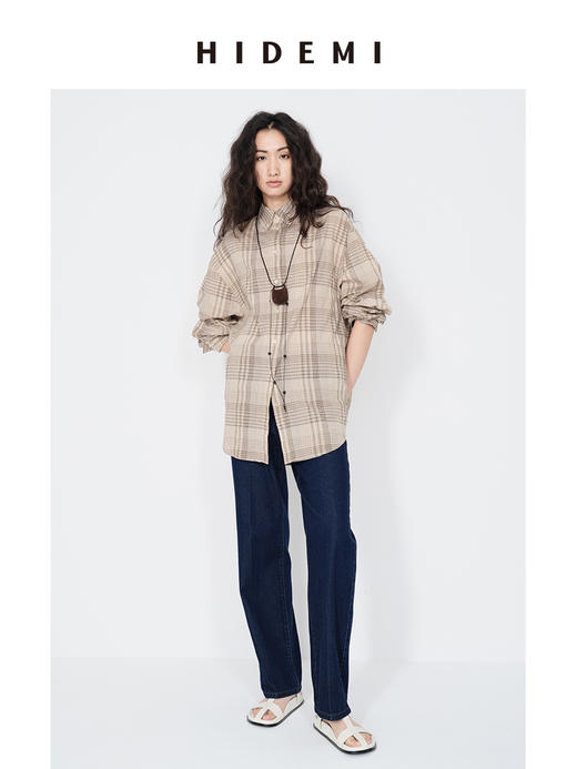 HIDEMI 经典牛仔系列深藏蓝牛仔蓝复古中腰直筒铅笔牛仔裤 商品图1