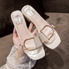 高跟拖鞋女夏外穿新款 金属扣韩版气质凉拖 时尚粗跟一字拖 脚小可拍正码 脚偏宽胖拍大一码 商品缩略图7
