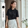 OLrain欧芮儿新中式黑色短袖T恤女夏季2024新款时尚立领刺绣上衣 商品缩略图0