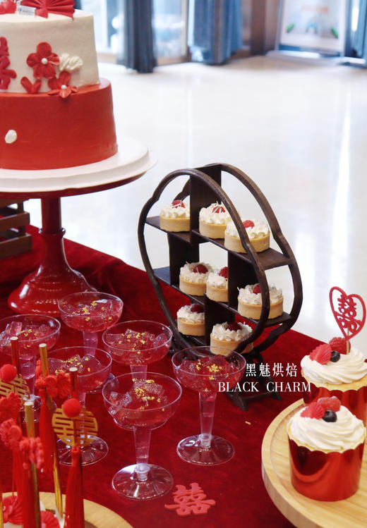 红色系婚礼甜品台 商品图5
