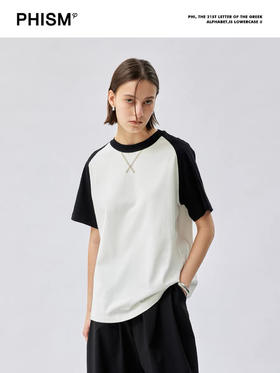 拼接袖撞色宽松T恤