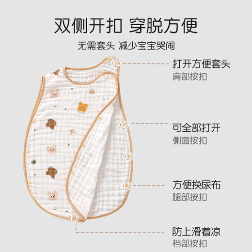 【防风护肚 纯棉呵护】婴儿纱布无袖睡袋纯棉夏季薄款宝宝背心新生儿童防踢被子 商品图3