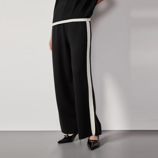 东黎 • 丝绒款女士春夏黑白显瘦直筒阔腿裤  4227 商品图1