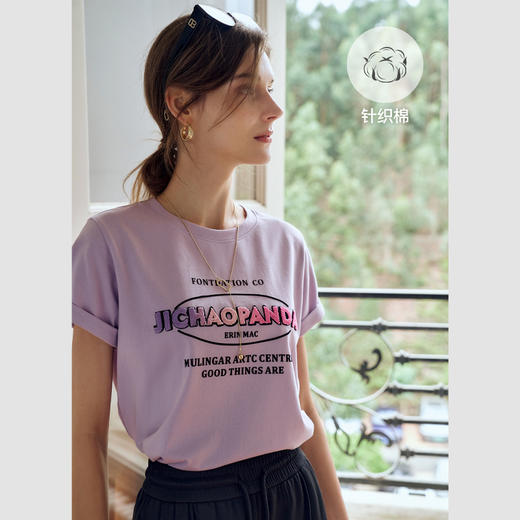 OLrain欧芮儿美式复古短袖T恤女夏季2024年新款宽松趣味印花上衣 商品图1