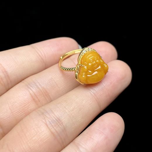 S925蜜蜡戒指-佛公全包边戒托 商品图0