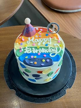 彩虹多巴胺生日帽蛋糕