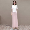 简约宽松，短袖小衫+显瘦休闲长款阔腿裤两件套QYM-OMS-FQA412-L 商品缩略图0
