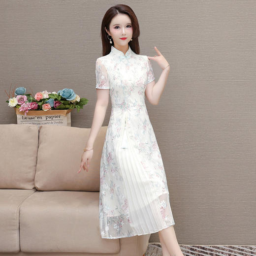 新中式国风，印花立领短袖连衣裙QYM-OMS-MYA470-L 商品图2
