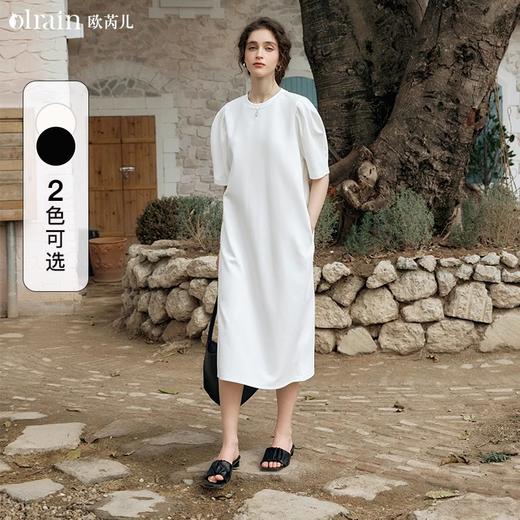 OLrain欧芮儿休闲连衣裙女夏季2024年新款时尚宽松泡泡袖针织长裙 商品图0