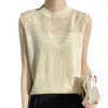 N-408 2024春夏新品14针精纺羊毛立体钩花背心针织衫无袖内搭现 商品缩略图4