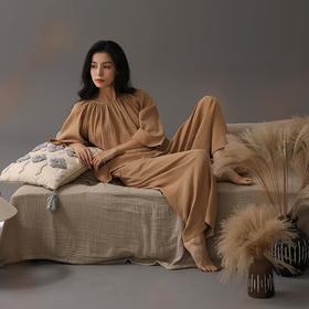 【A类双层纱】侘寂风女士睡衣高级感棉纱简约宽松女生家居服套装