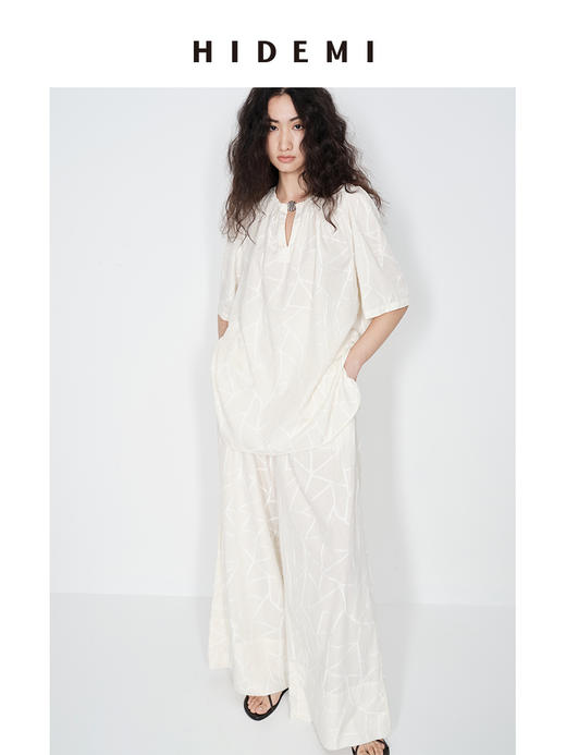 HIDEMI“昨日我是月亮”系列琉璃月亮石艺术感软雕塑线条感提花镂空褶皱套装 商品图5