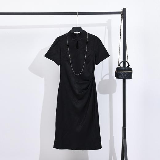 AHM-6656重工提花黑色旗袍裙女夏季新款国风改良修身显瘦新中式连衣裙 商品图2