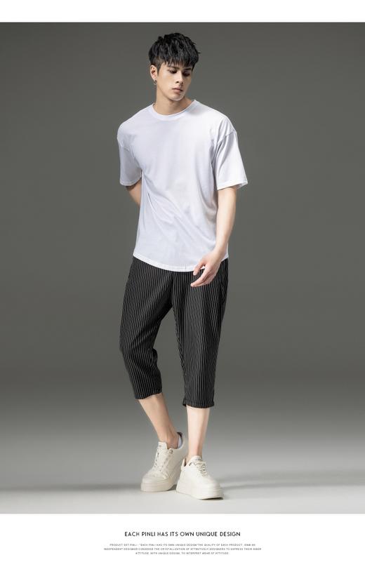 PINLI品立新款宽松圆领上衣冰感短袖T恤夏季男装纯色圆下摆体恤潮B212911431 商品图10