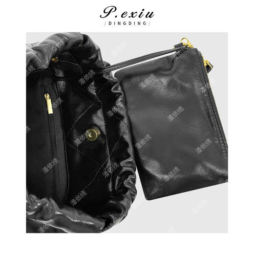 PanYiXiu/潘依绣头层牛皮流浪包菱格链条包手提单肩包 CF1730 商品图2