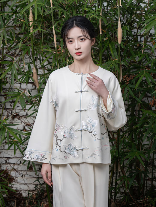 荷言HEYEN 玉兰堂 玉兰花刺绣新中式套装 商品图2
