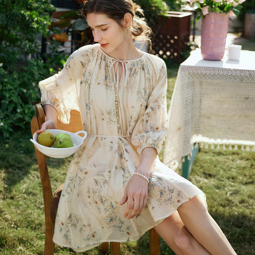 OLrain欧芮儿法式碎花连衣裙女早春2024年新款气质收腰甜美中长裙 商品图2