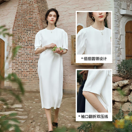 OLrain欧芮儿休闲连衣裙女夏季2024年新款时尚宽松泡泡袖针织长裙 商品图3