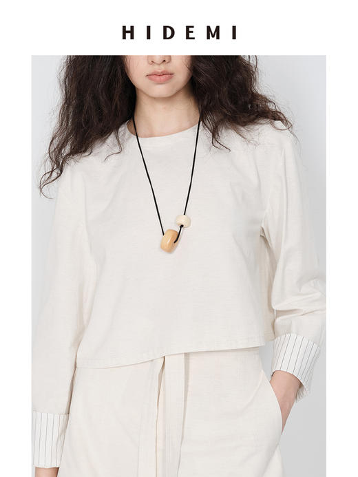 HIDEMI 昨日我是月亮系列双体象牙果实设计感皮绳项链 商品图1