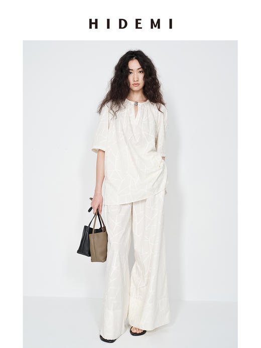 HIDEMI“昨日我是月亮”系列琉璃月亮石艺术感软雕塑线条感提花镂空褶皱套装 商品图1