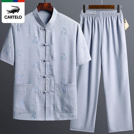 TZF-唐装男中国风夏季中老年爸爸夏装短袖套装 商品图4