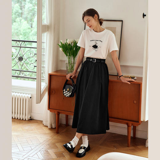 OLrain欧芮儿白色短袖T恤女夏季2024年新款宽松百搭印花上衣 商品图4