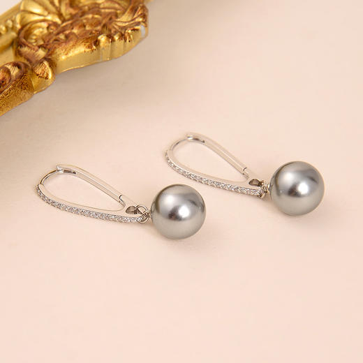 yszz-04020【云赏珠宝】高贵精致多场合佩戴黑珍珠贝珠耳环925纯银耳钩yszz-04020 商品图3