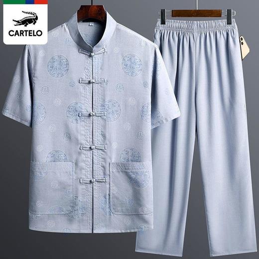 TZF-唐装男中国风夏季中老年爸爸夏装短袖套装 商品图7