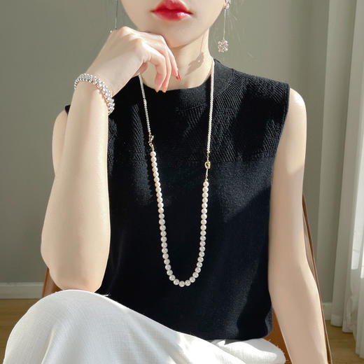 N-408 2024春夏新品14针精纺羊毛立体钩花背心针织衫无袖内搭现 商品图3