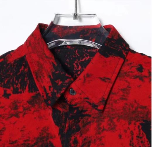 CS21夏季新款潮流复古印花男士衬衫时尚百搭休闲上衣宽松扎染短袖 商品图2