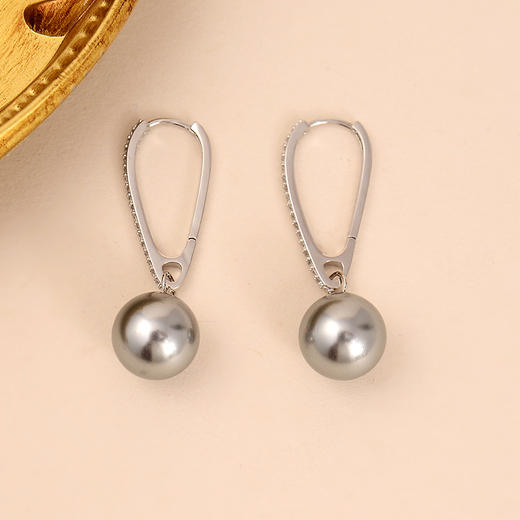 yszz-04020【云赏珠宝】高贵精致多场合佩戴黑珍珠贝珠耳环925纯银耳钩yszz-04020 商品图4
