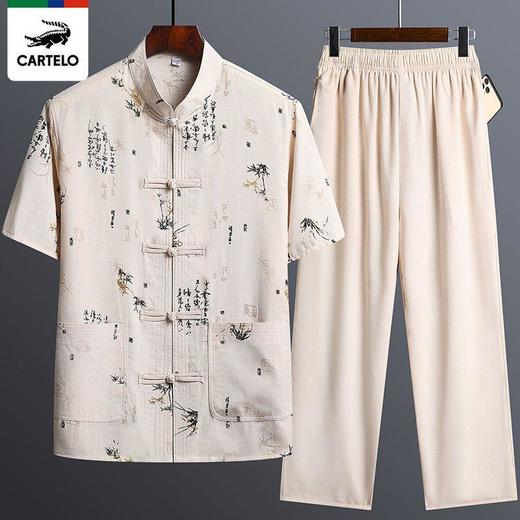 TZF-唐装男中国风夏季中老年爸爸夏装短袖套装 商品图2