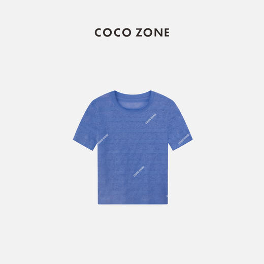 COCO ZONE2024"克莱因蓝针织"夏季新款圆领短袖套头针织衫女纯色上衣CC1B0672 商品图0