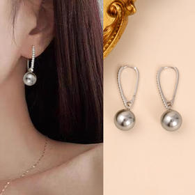 yszz-04020【云赏珠宝】高贵精致多场合佩戴黑珍珠贝珠耳环925纯银耳钩yszz-04020