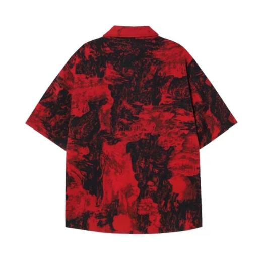 CS21夏季新款潮流复古印花男士衬衫时尚百搭休闲上衣宽松扎染短袖 商品图5