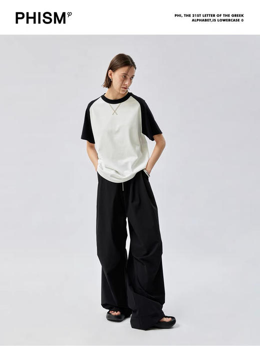 拼接袖撞色宽松T恤 商品图1