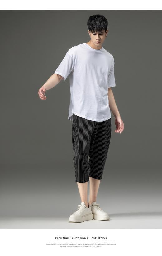 PINLI品立新款宽松圆领上衣冰感短袖T恤夏季男装纯色圆下摆体恤潮B212911431 商品图11