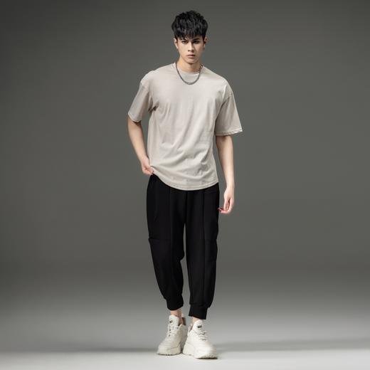 PINLI品立新款宽松圆领上衣冰感短袖T恤夏季男装纯色圆下摆体恤潮B212911431 商品图3