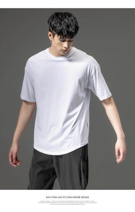 PINLI品立新款宽松圆领上衣冰感短袖T恤夏季男装纯色圆下摆体恤潮B212911431 商品图9