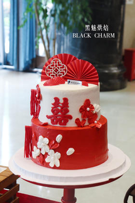 红色系婚礼甜品台