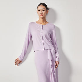 东黎 • 丝绒女士春夏纯色圆领开衫 4068