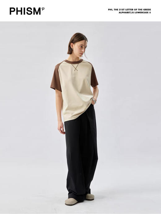 拼接袖撞色宽松T恤 商品图1