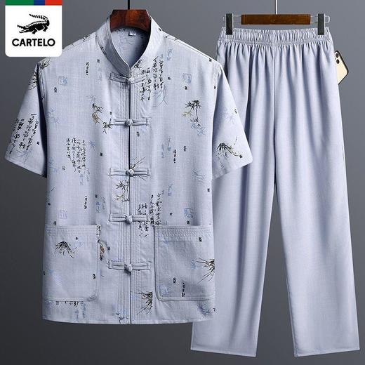TZF-唐装男中国风夏季中老年爸爸夏装短袖套装 商品图6