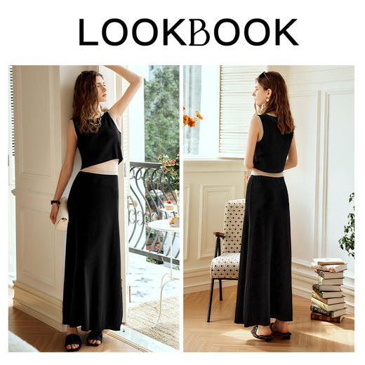 OLrain欧芮儿黑色针织套装女夏季2024年新款小个子气质半裙两件套 商品图4