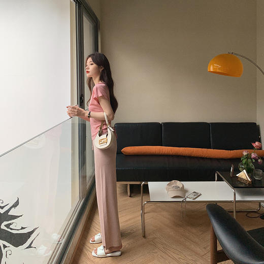 金蘑菇菇【花瓣空调裤】 冰爽不挑腿型直筒针织裤 商品图0